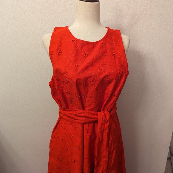 Ann Taylor Eyelet Belted Halter Flare Dress - Picture 9 of 13